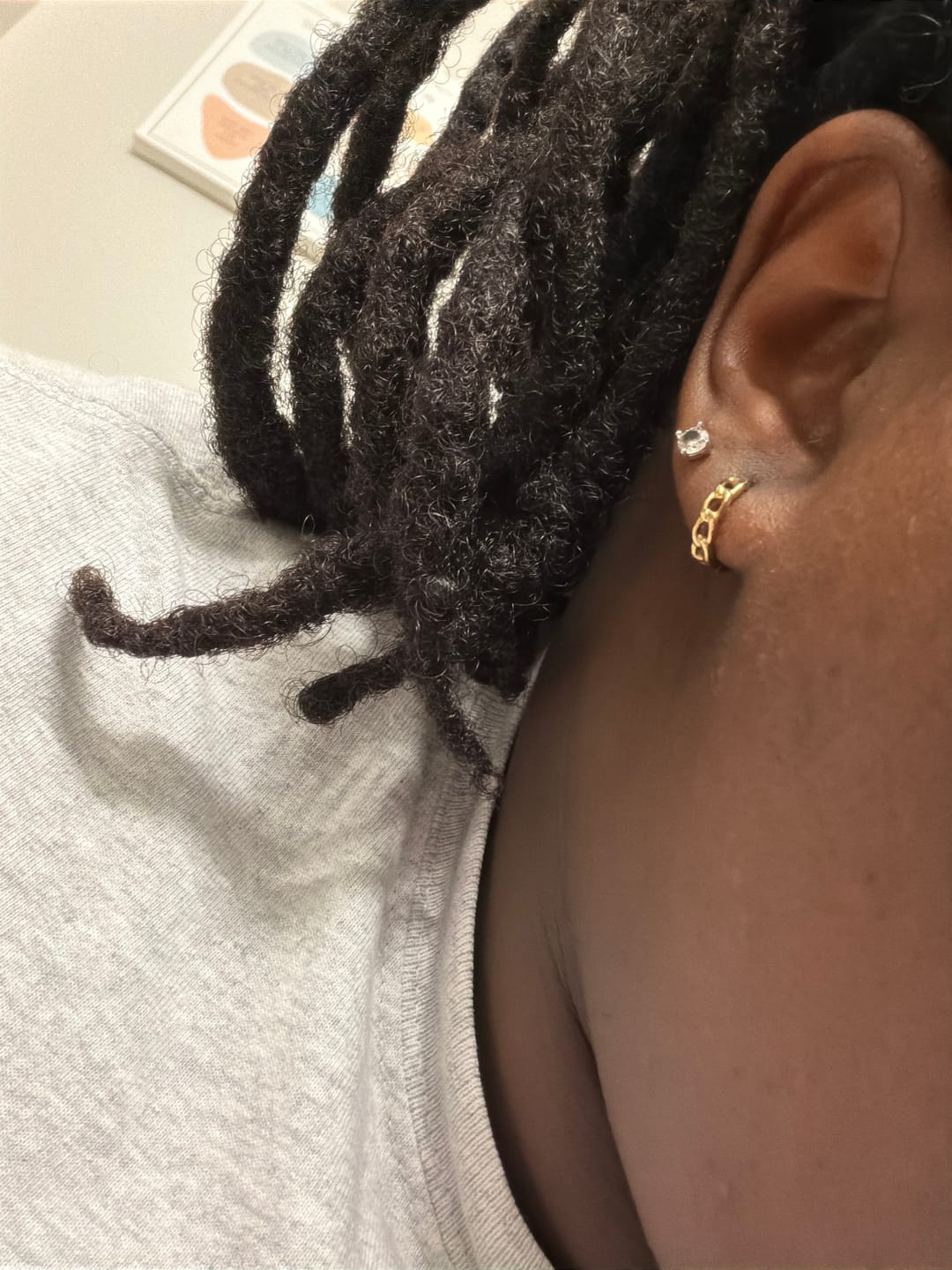 Customer photo review of Cuban Link Huggie Earrings