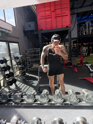 Customer photo review of Quads of the Gods Gym Shorts - Premium Lifting Shorts Australia - Black & Gold Exclusive | Stay Shredded