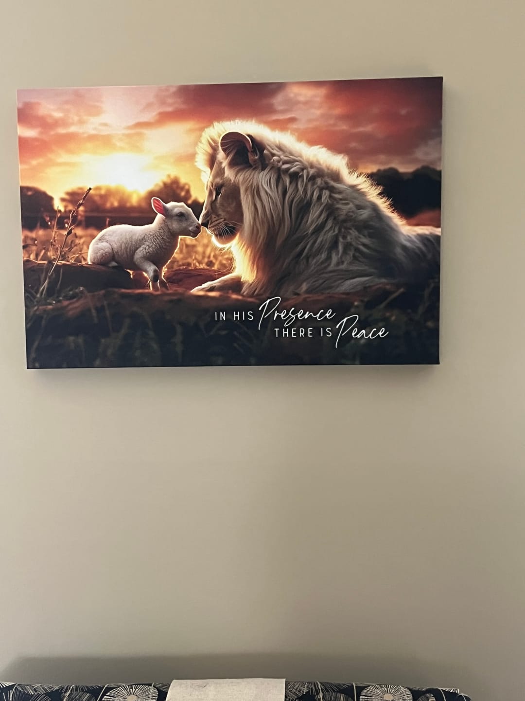Customer photo review of In His Presence There is Peace, Lion and Lamb, Wall Art Canvas