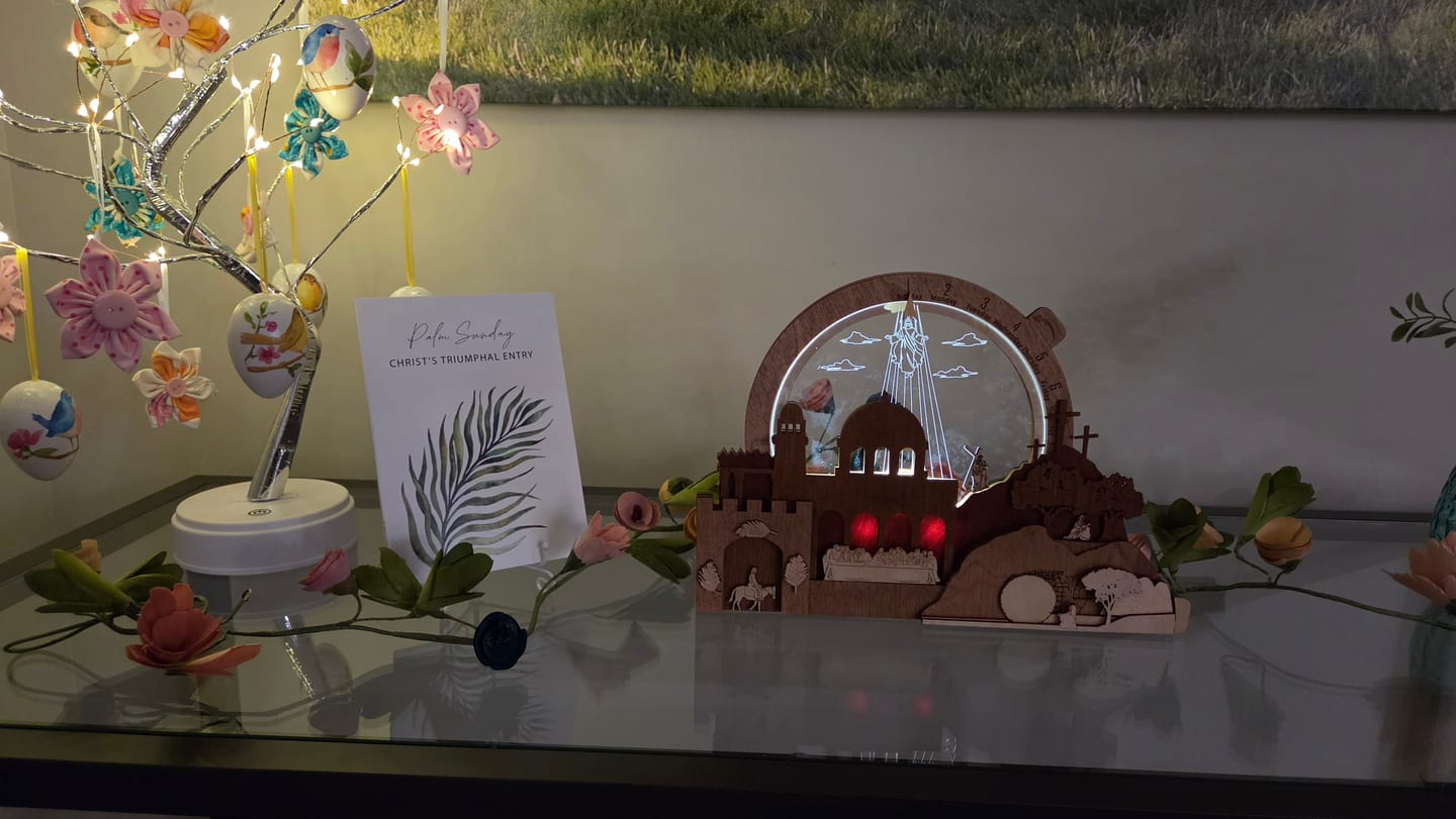 Customer photo review of Easter Creche Countdown | Light-Up + Music Display