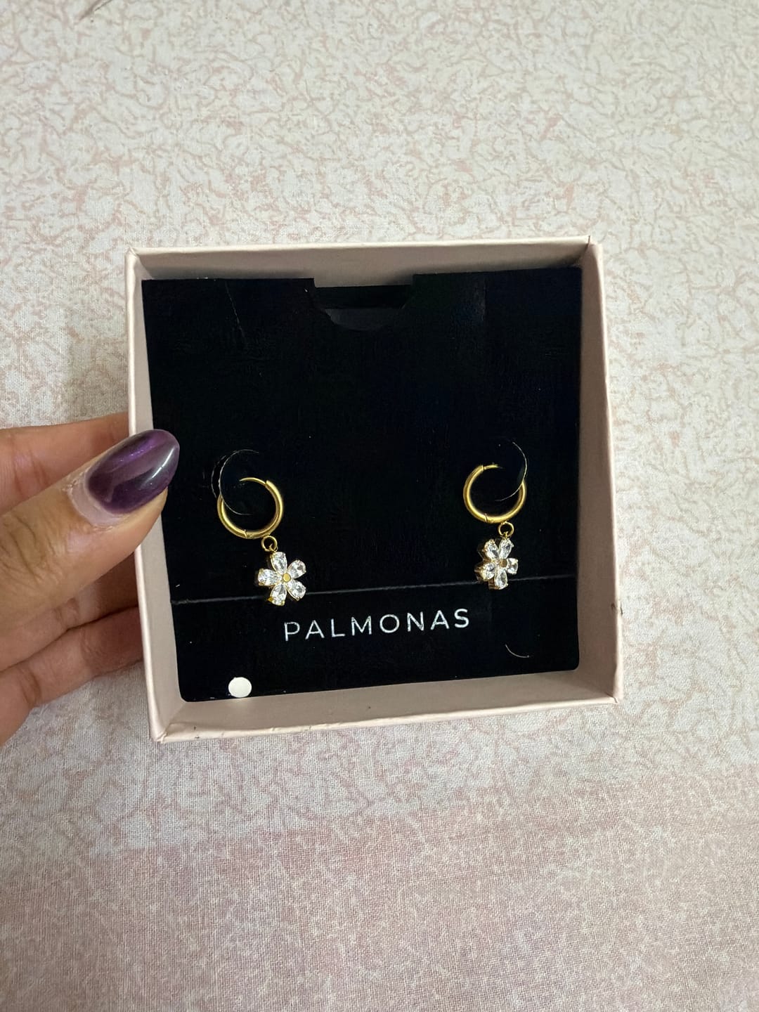 Customer photo review of Gilded Garden Drop Hoops