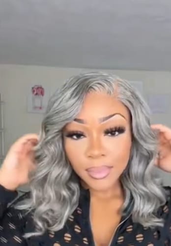 Customer photo review of Luvwin Salt And Pepper Loose Wave 5x5 Closure Glueless Wig 100% Human Hair