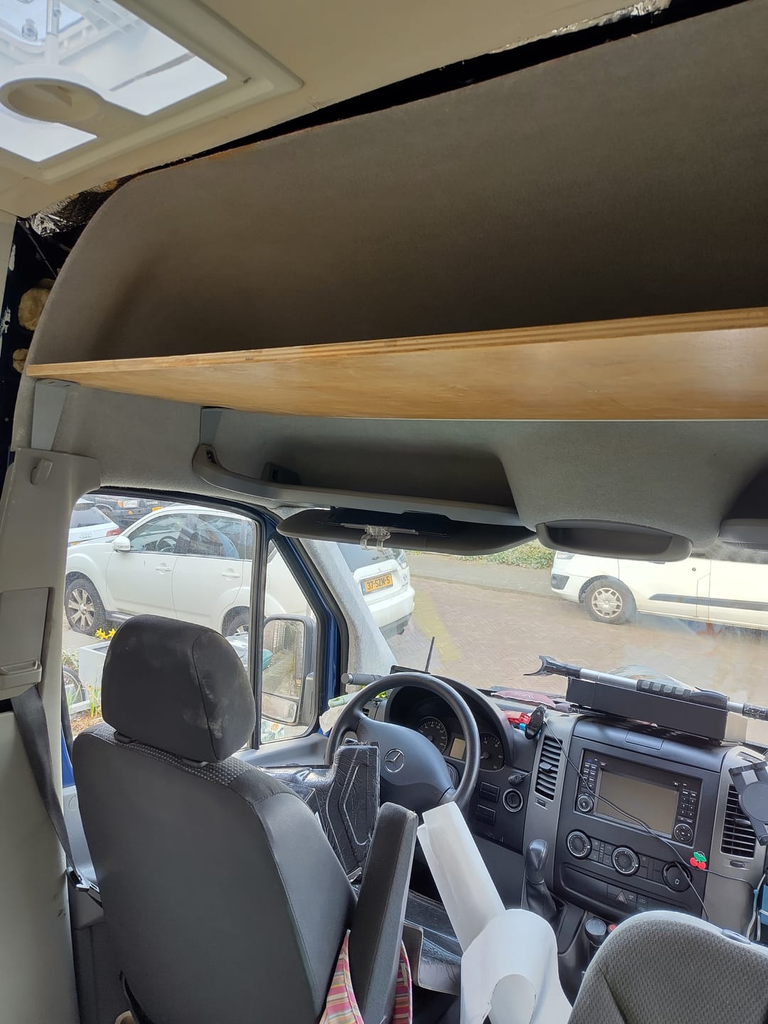 Customer photo review of Sprinter Van Headliner Shelf - DIY Kit | vancillary