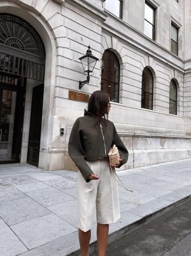 Customer photo review of Zarina Zip Up Cropped Jacket