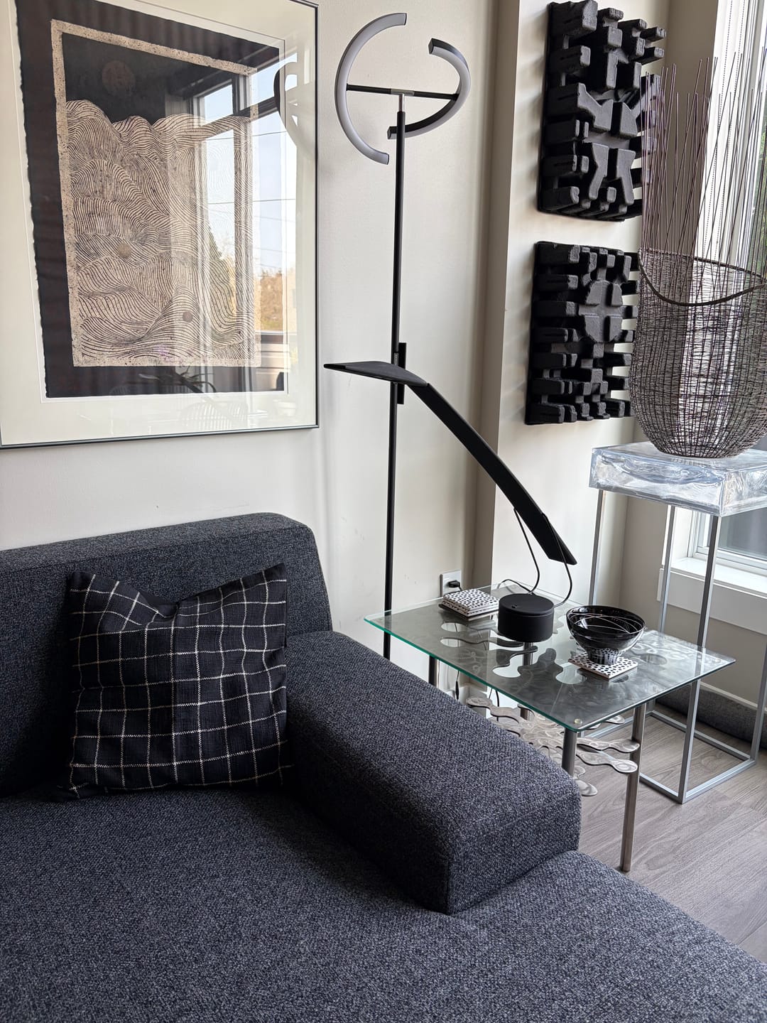 Customer photo review of Black & White Checkered Pillow Cover