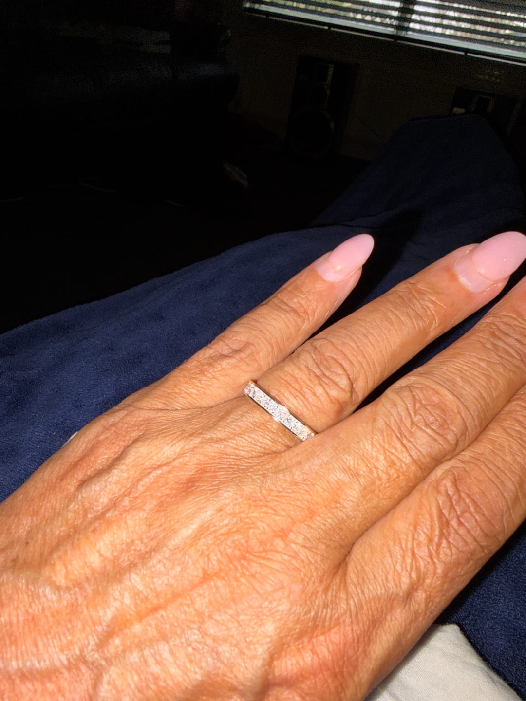 Customer photo review of White Gold 1ct Round Moissanite Full Eternity Dazzle Ring