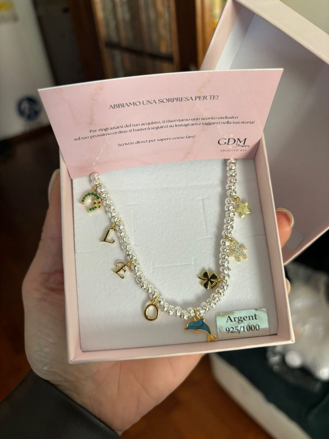 Customer photo review of CREA LA TUA COLLANA GRANELLI BOMBATI E TONDEGGIANTI - Argento e Oro