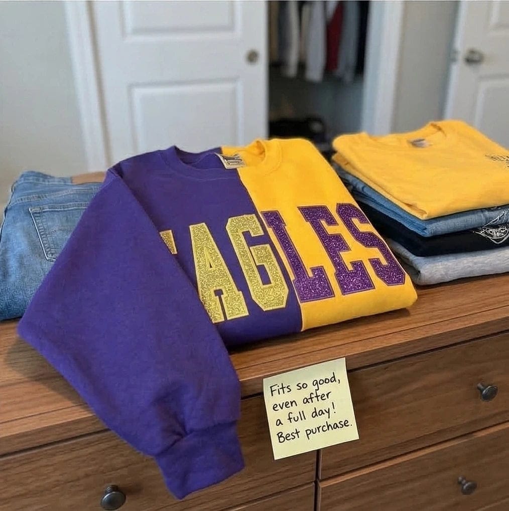 Customer photo review of Custom Glitter Embroidered Two Tone Sweatshirt