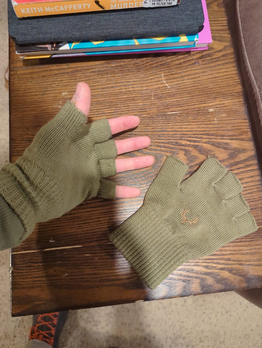 Customer photo review of Scout Merino Fingerless Gloves