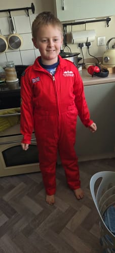 Customer photo review of Red Arrows Kids Flying Suit