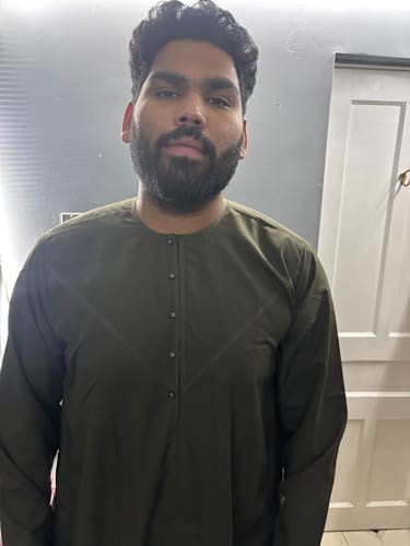 Customer photo review of Emirati Thobe Embroidered - Dark olive