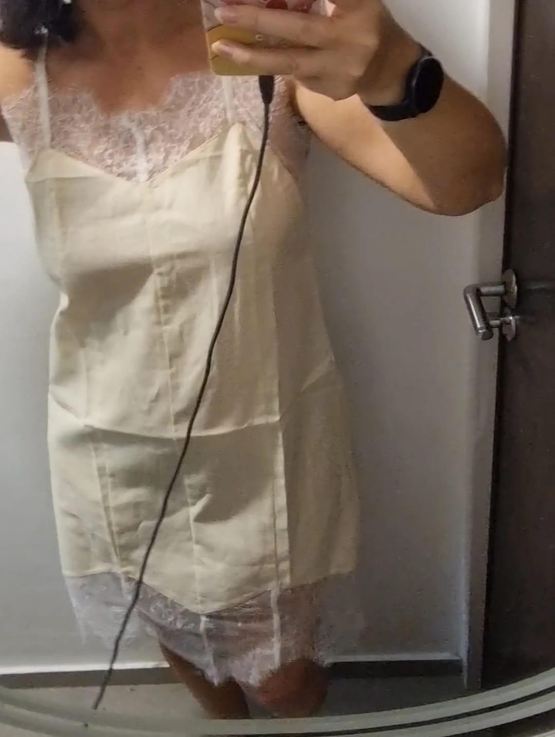 Customer photo review of Linda Lace Spaghetti Strap Mini Dress