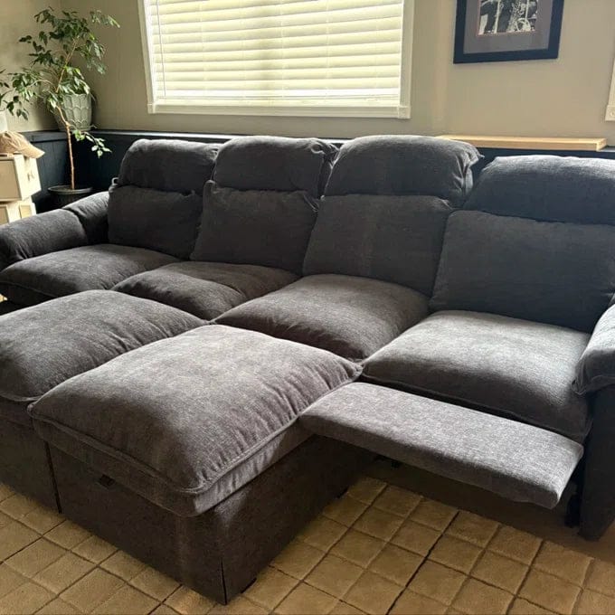 Customer photo review of CloudCubo 4-Seat Modular Power Reclining Sectional Sofa with 2 Ottomans