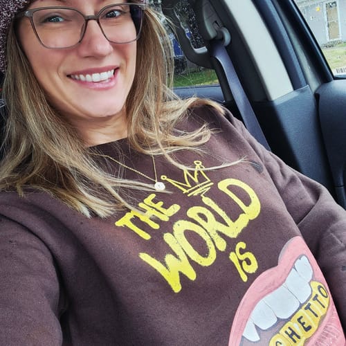 Customer photo review of The World Is Ghetto Crewneck