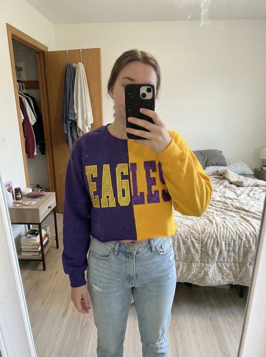 Customer photo review of Custom Glitter Embroidered Two Tone Sweatshirt