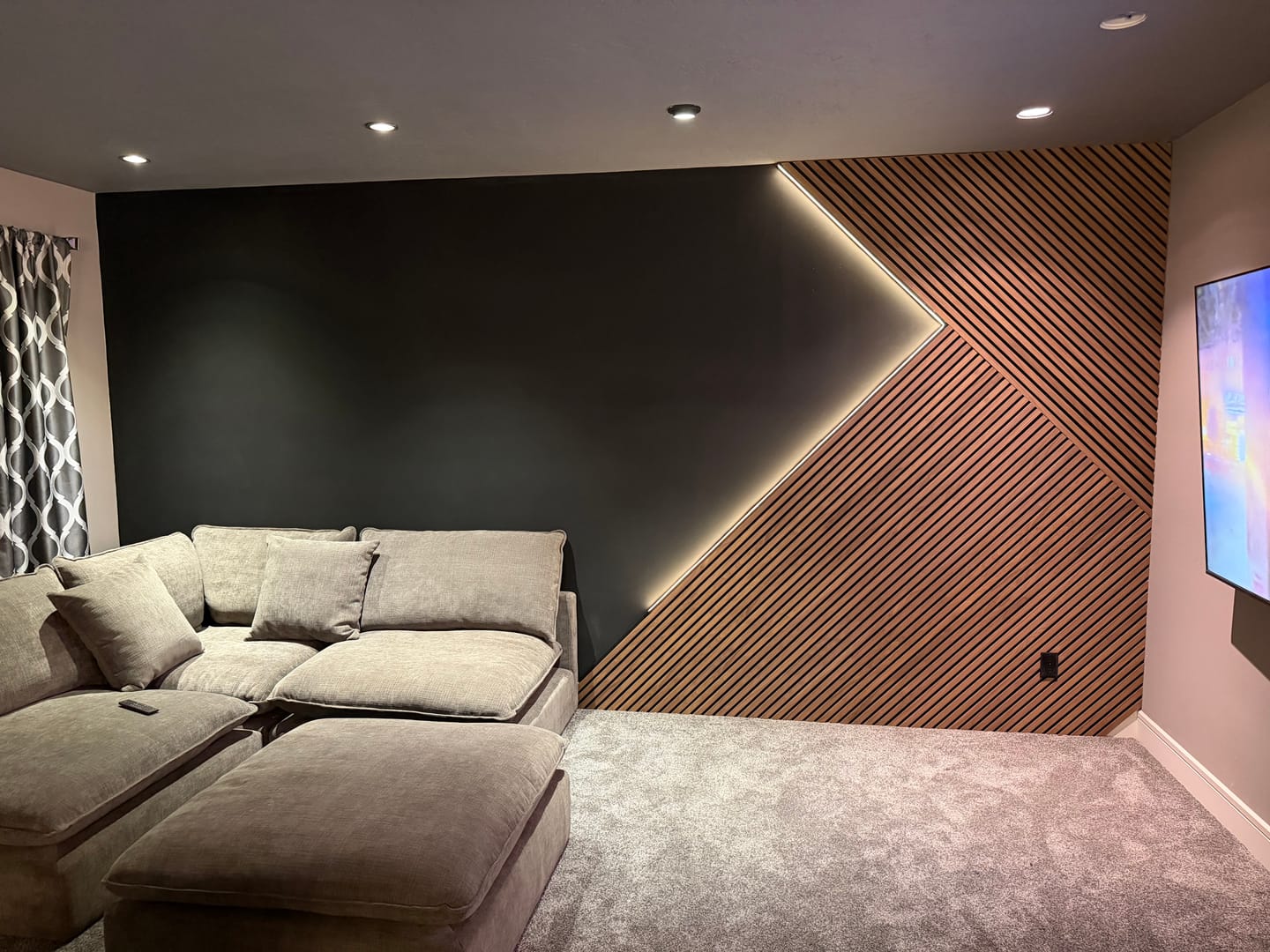 Customer photo review of Natural Walnut Acoustic Slat Panels 94.5" or 120"