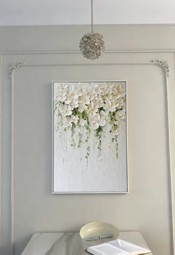Customer photo review of Floral Cascade-3D Textured Floral Oil Painting for Modern & Minimalist Interiors