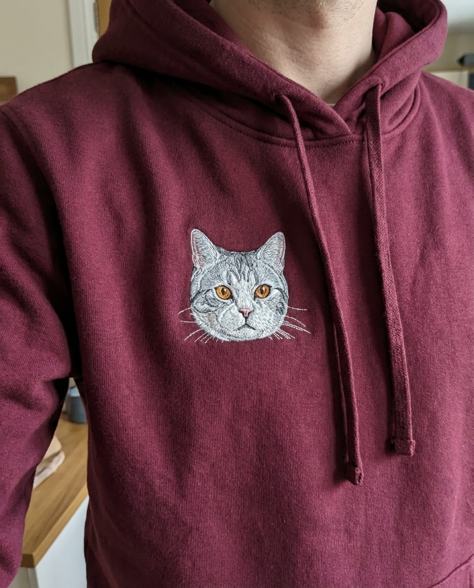 Customer photo review of Custom Full-Color Embroidered Pet Portrait Hoodie, Sweatshirt