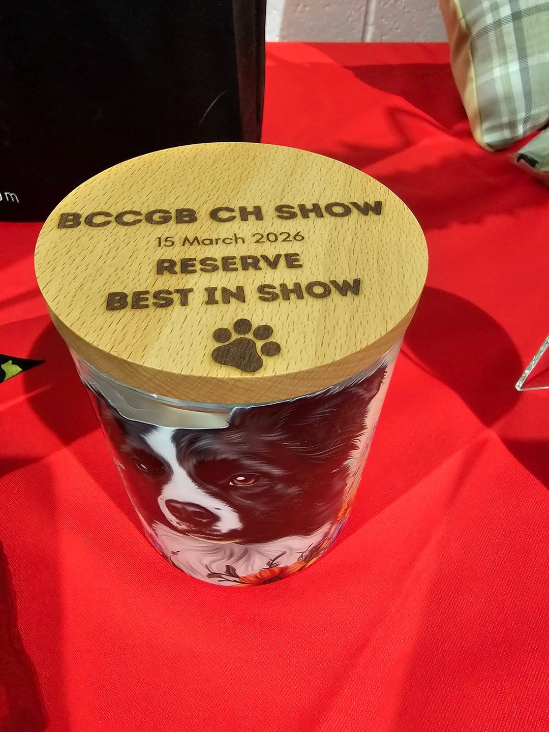 Customer photo review of Border Collie Floral Xlarge Candle