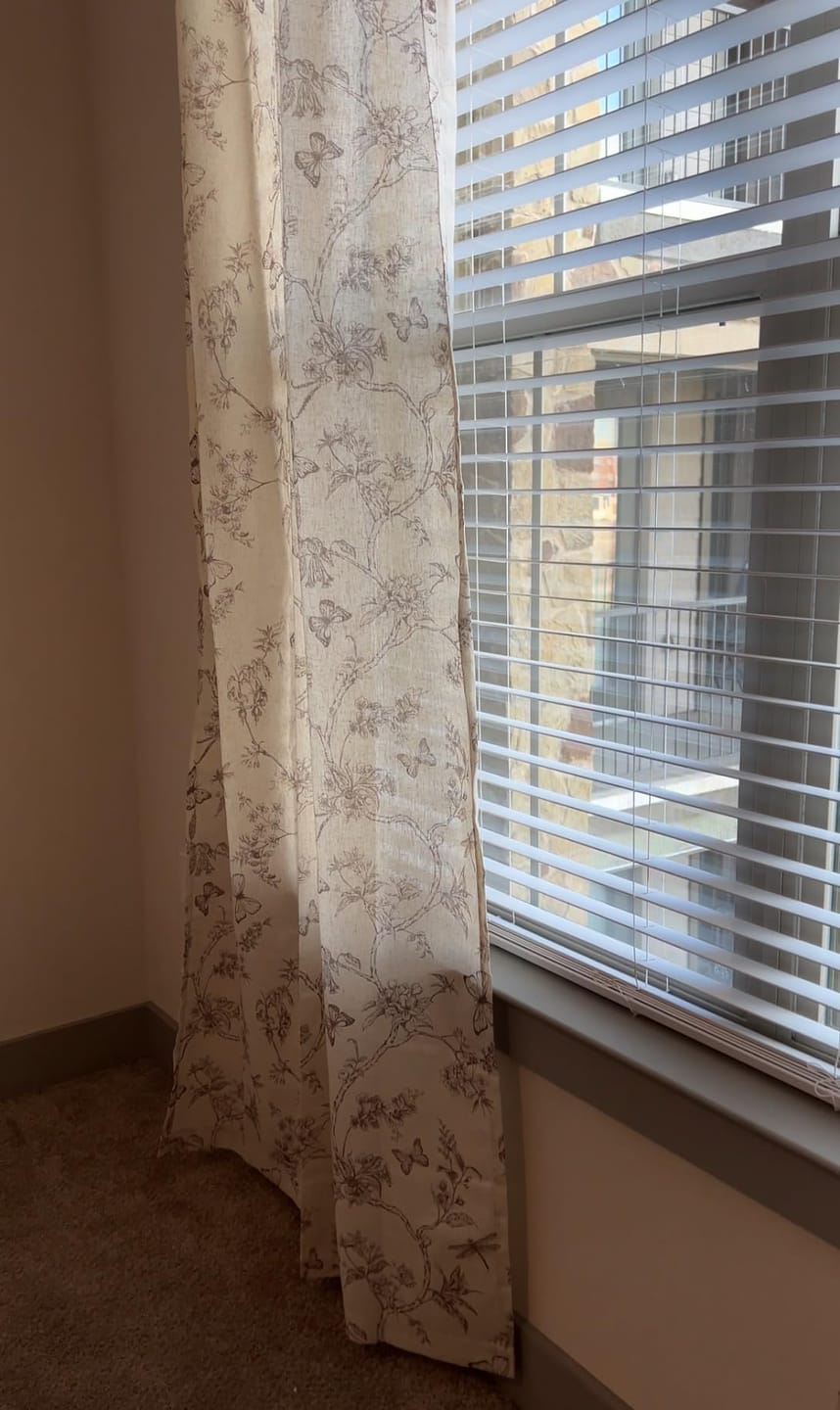 Customer photo review of Modern Toile Floral & Insect Linen Curtains