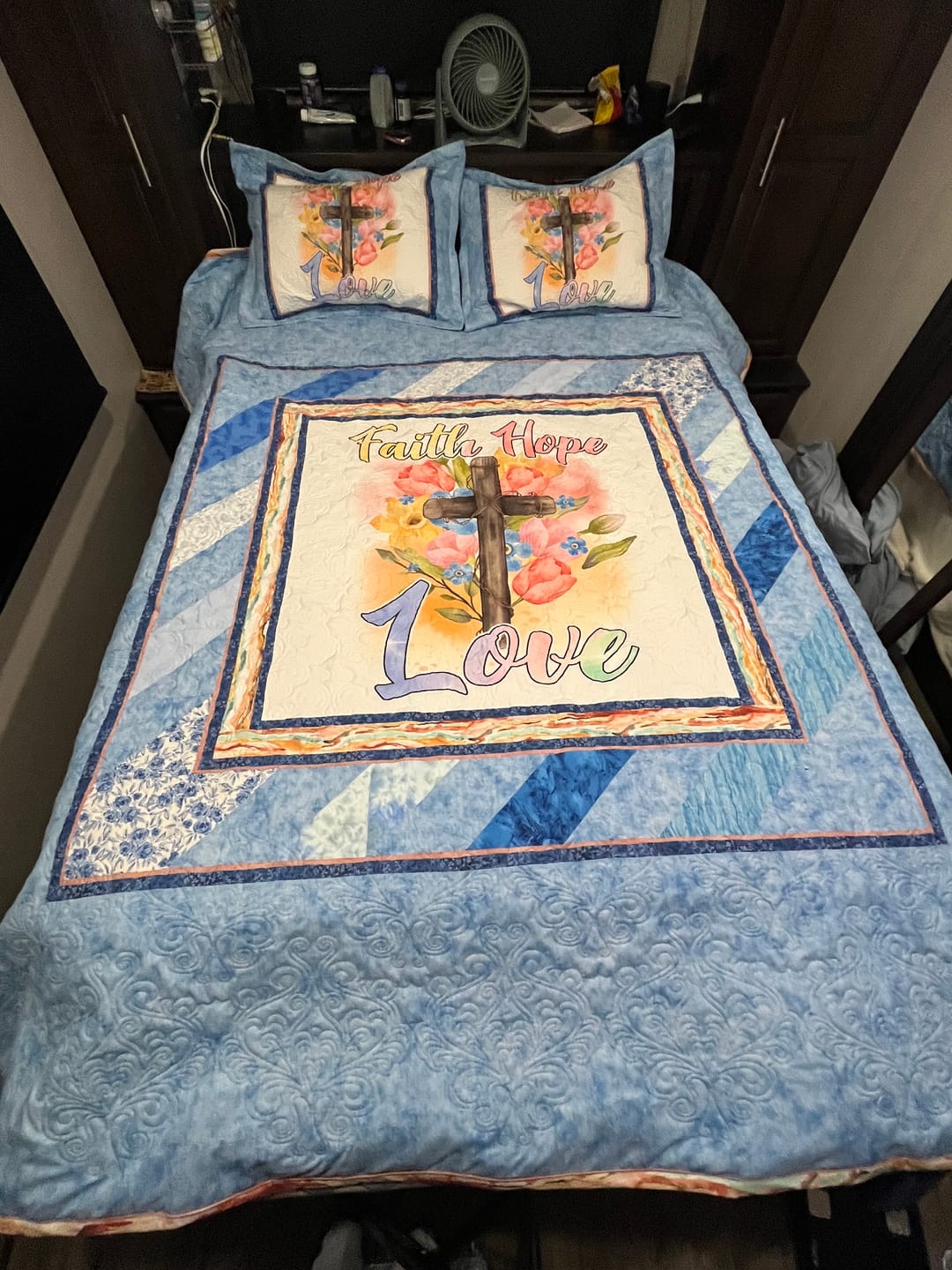 Customer photo review of Faith, Hope, Love, & Cross Fabric Panel