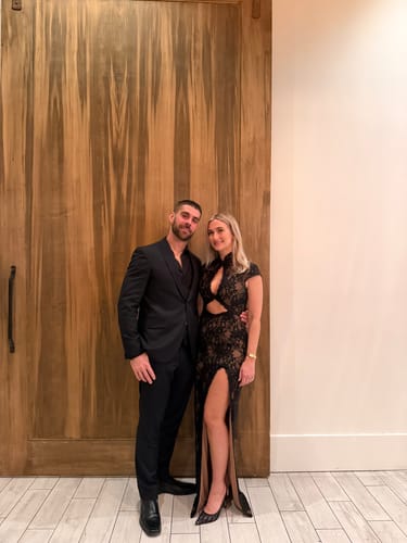 Customer photo review of Moira Lace Gown in Black by Sau Lee - RENTAL