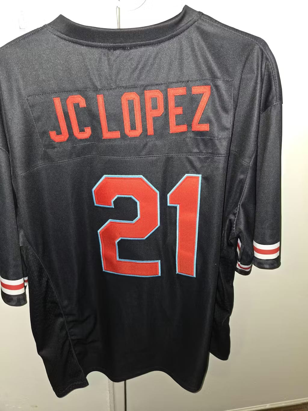 Customer photo review of Puerto Rico Heritage Custom Football Jersey