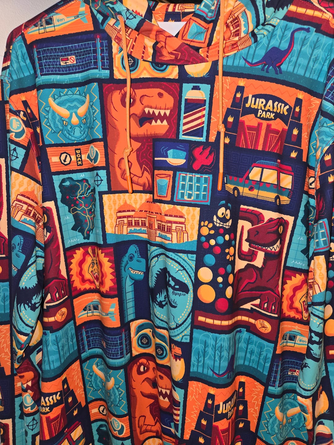 Customer photo review of Jurassic Park "Tiki Finds a Way" – Performance Hoodie