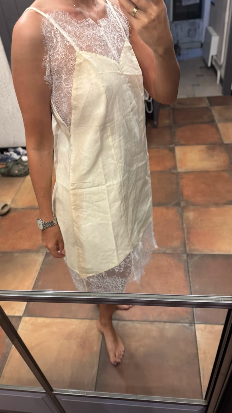 Customer photo review of Linda Lace Spaghetti Strap Mini Dress