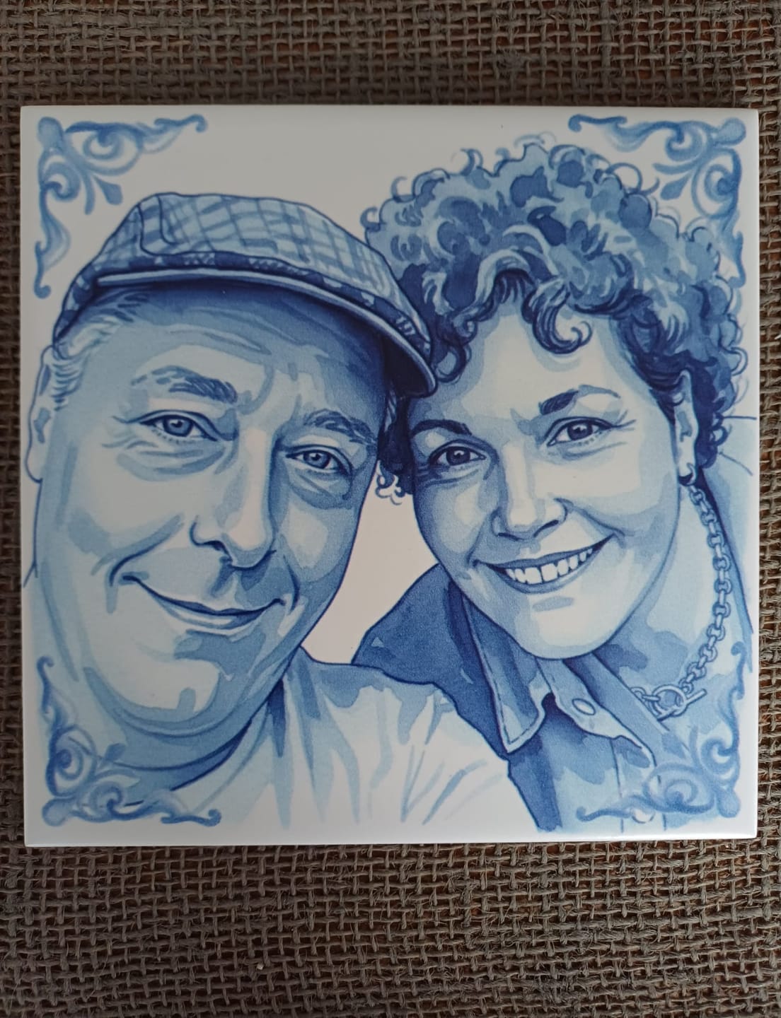 Customer photo review of Delfts Blauw tegeltje bedrukken met jouw foto