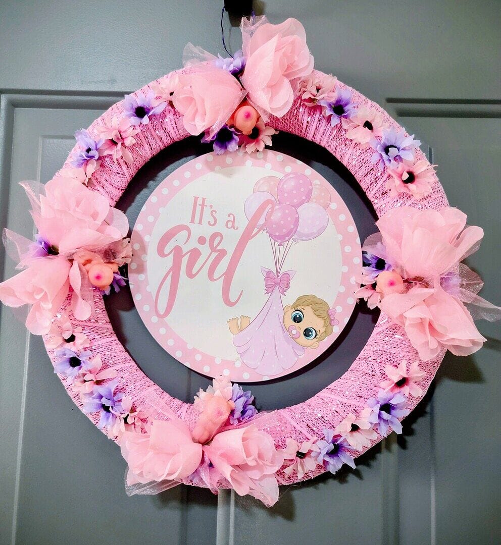Customer photo review of It's a Girl Baby Shower Accent Sign - Made in USA