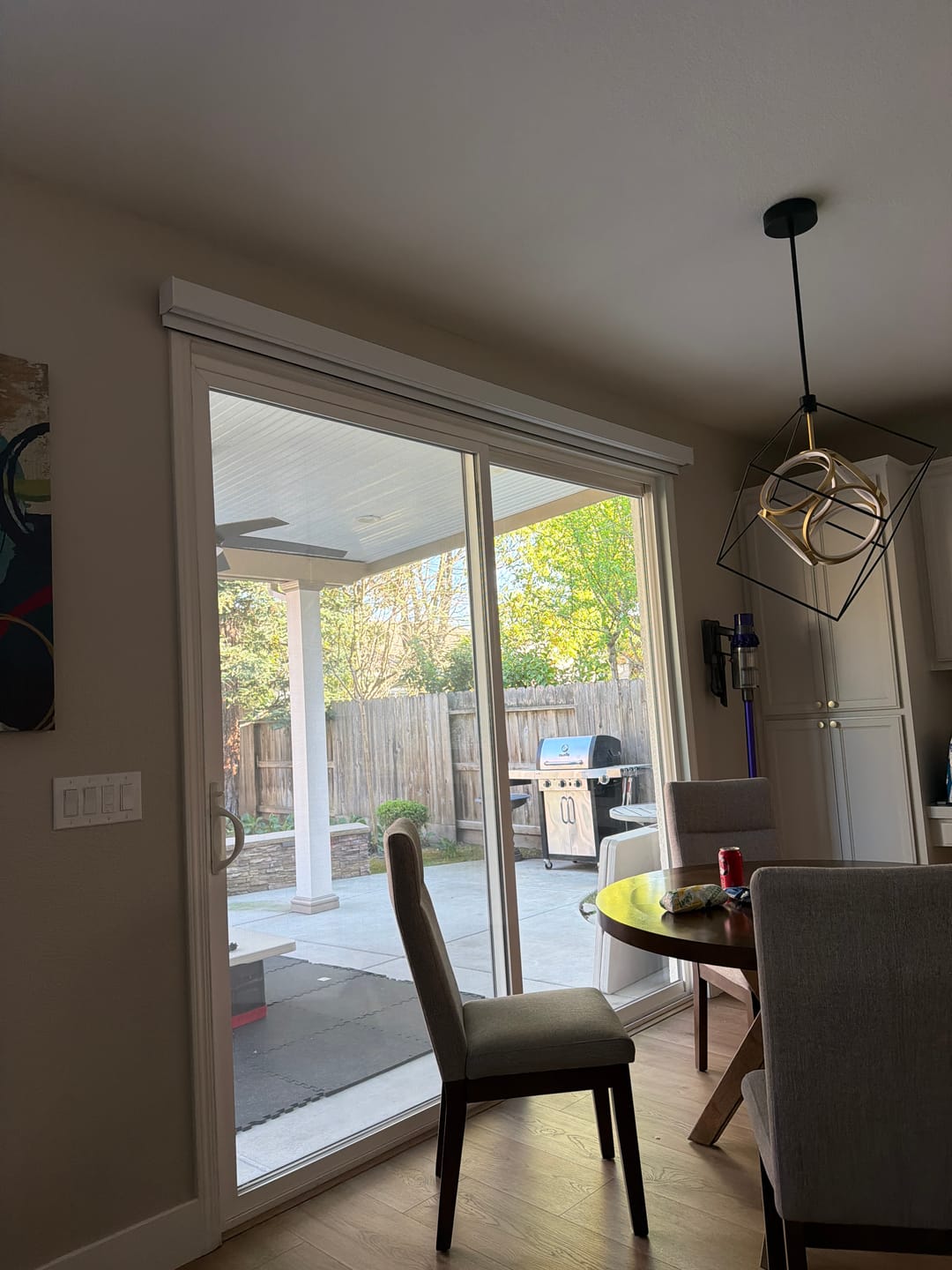 Customer photo review of SmartWings Motorized Roller Shades 100% Blackout Safari
