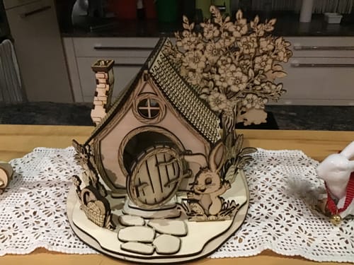Customer photo review of Bunny Easter house candle holder laser cut file