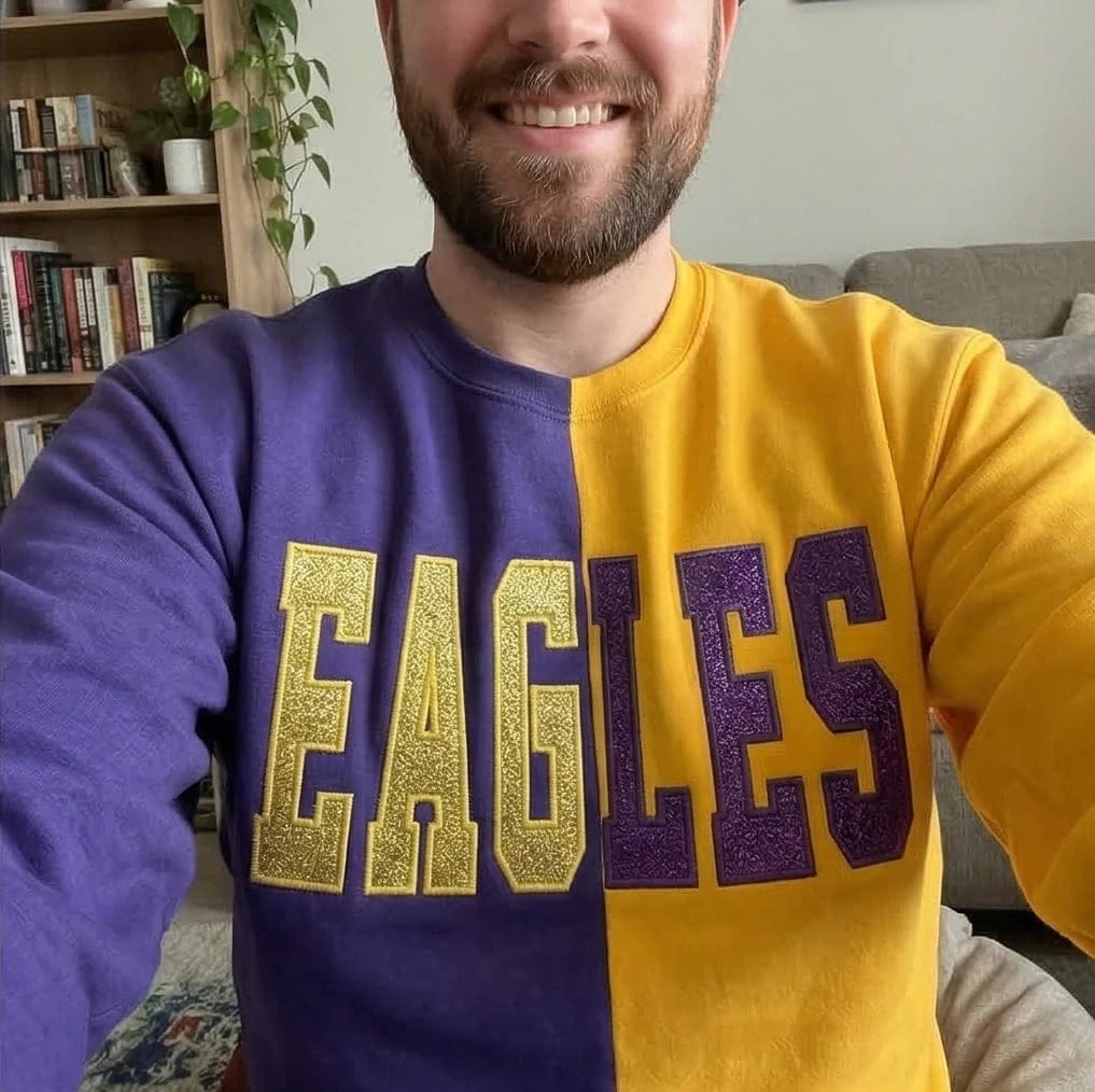Customer photo review of Custom Glitter Embroidered Two Tone Sweatshirt