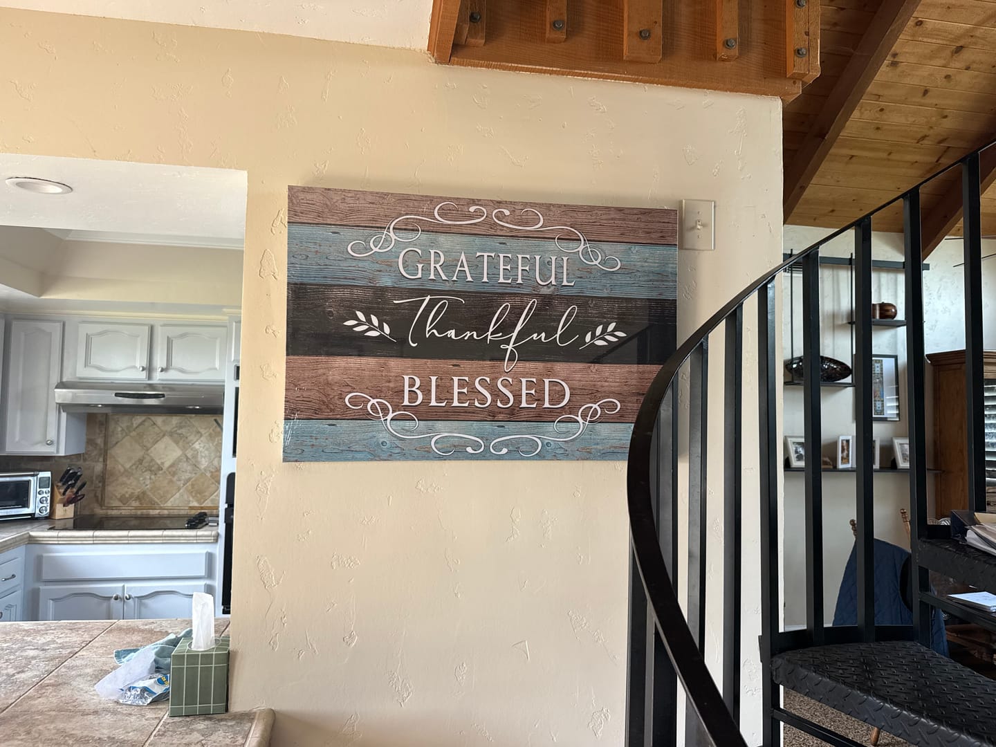 Customer photo review of Thankful Grateful Blessed Christian Wall Art Canvas Print