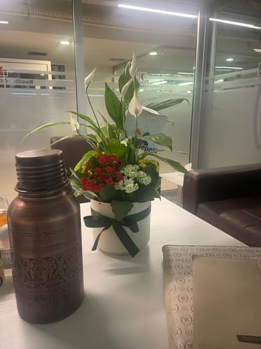Customer photo review of Siyah, İşlemeli Bakır Matara (1,6L)