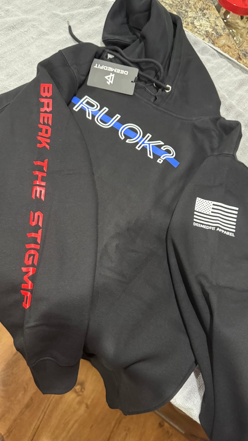 Customer photo review of Stigma-Breaking Hoodie- Blue Line