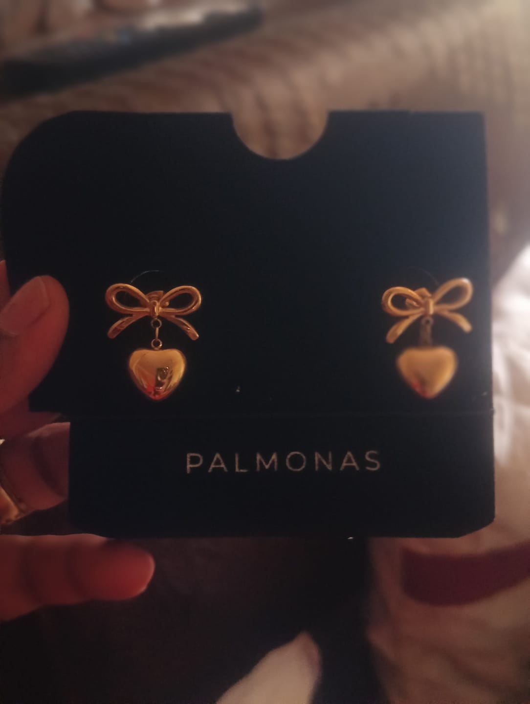 Customer photo review of Wrapped With Love Heart Earrings