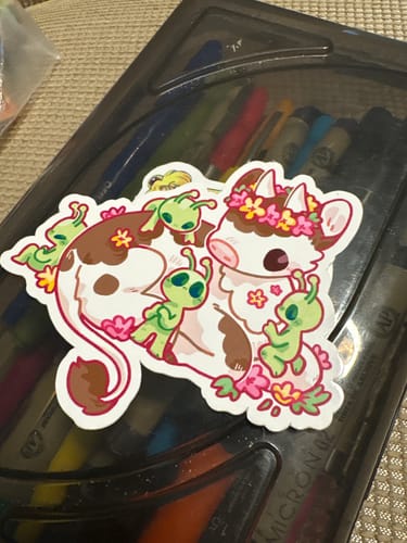 Customer photo review of Cute Cowboy Alien Stickers!