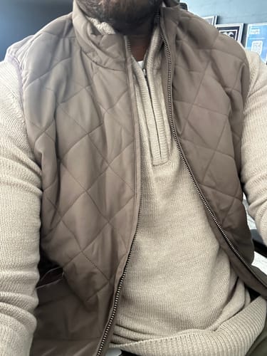 Customer photo review of Crosscut Men's Quilted Vest - Iron Range