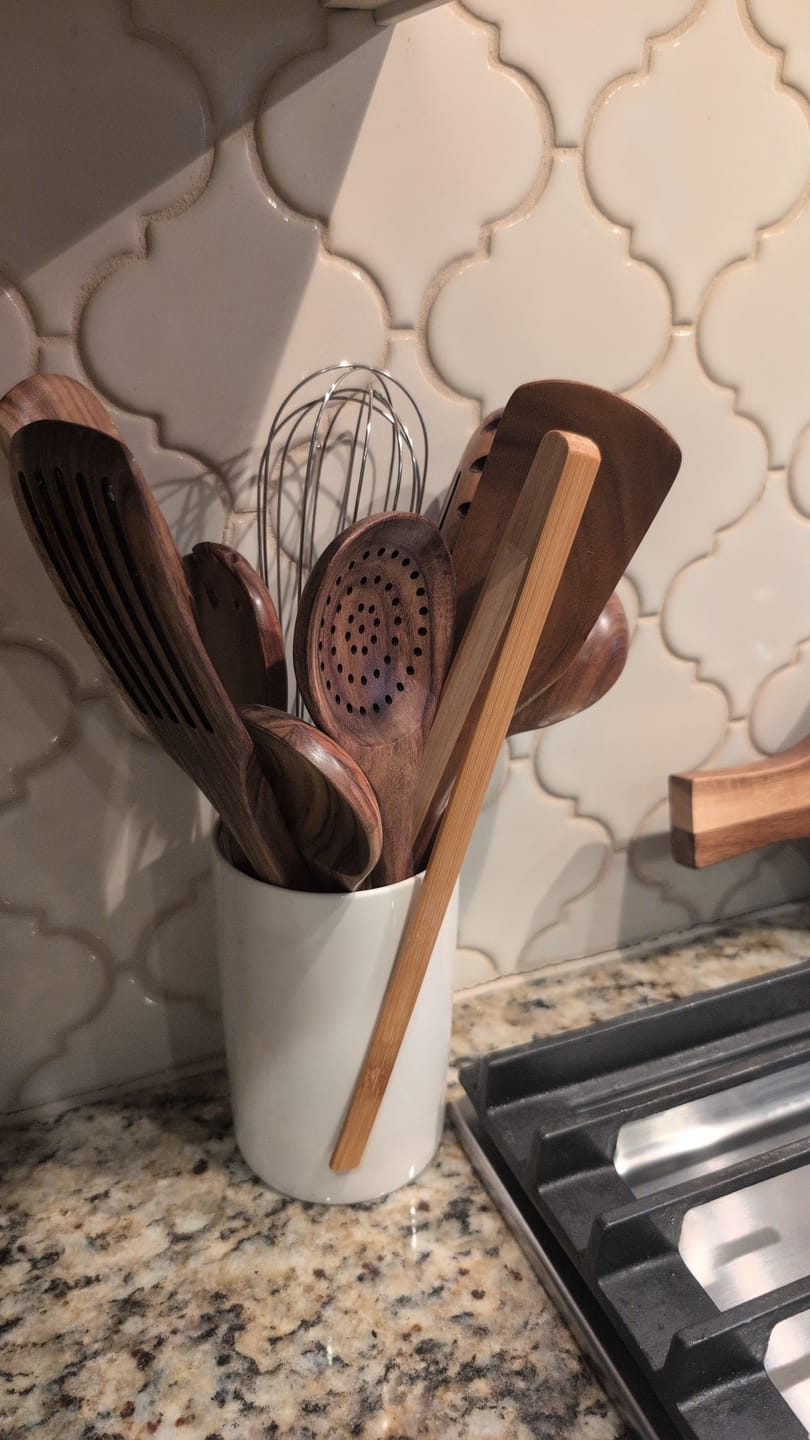 Customer photo review of 10 Piece Teak Wooden Utensil Set