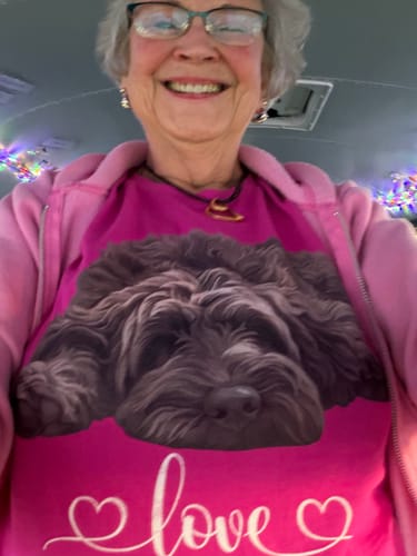 Customer photo review of Chocolate Goldendoodle Labradoodle Nope T-Shirt