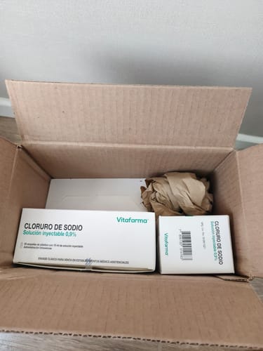 Customer photo review of Suero Fisiológico – Cloruro de Sodio 10 ml (50 Ampollas)
