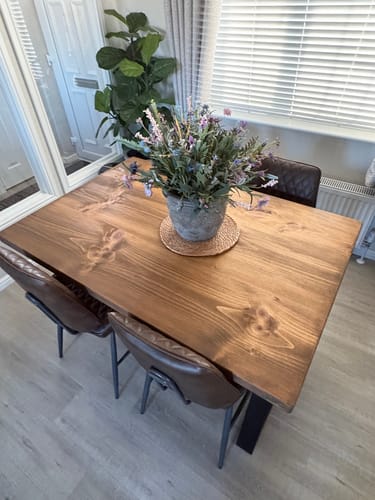 Customer photo review of Industrial Dining Table with Trapezium Leg
