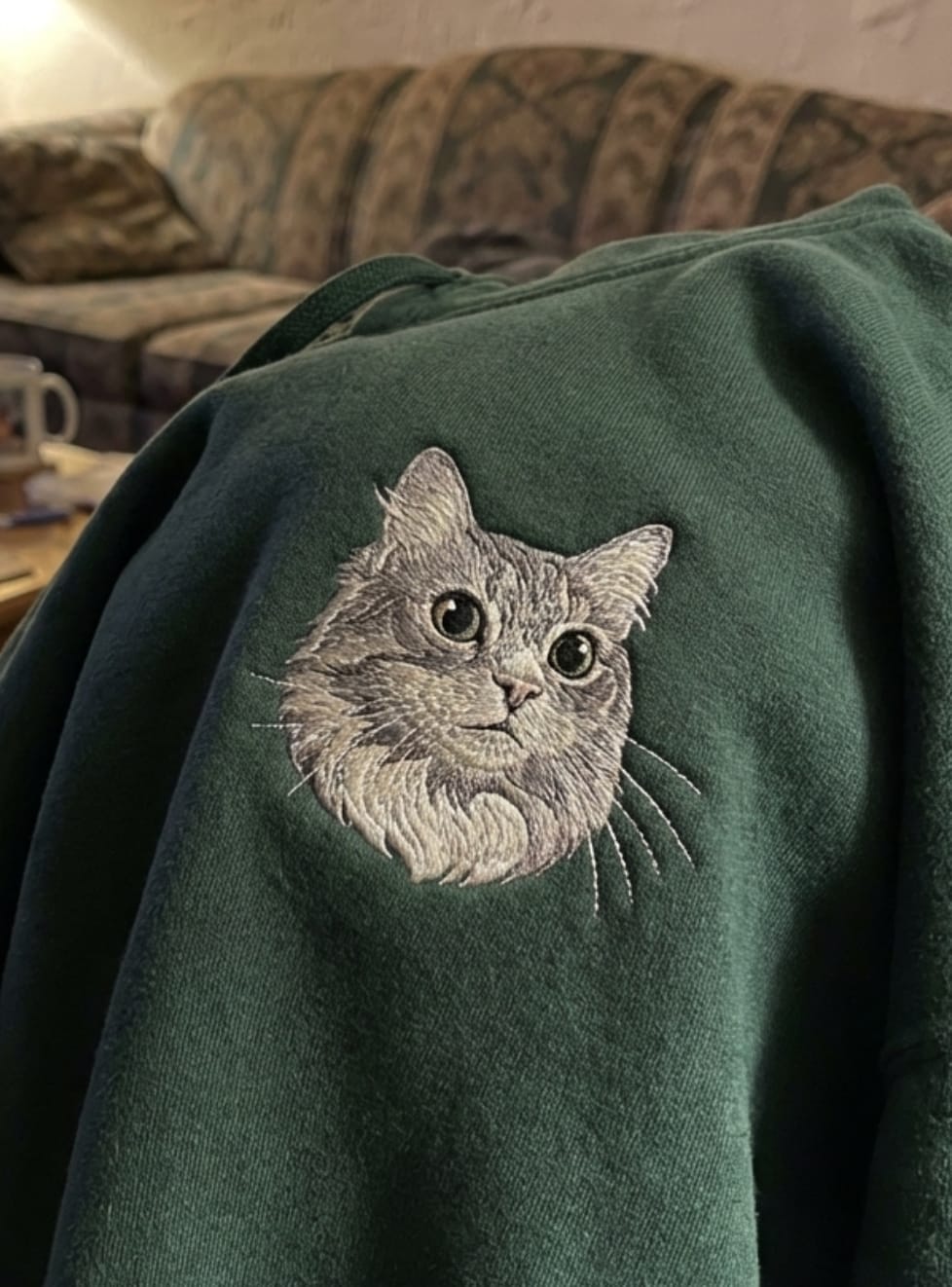 Customer photo review of Custom Full-Color Embroidered Pet Portrait Hoodie, Sweatshirt