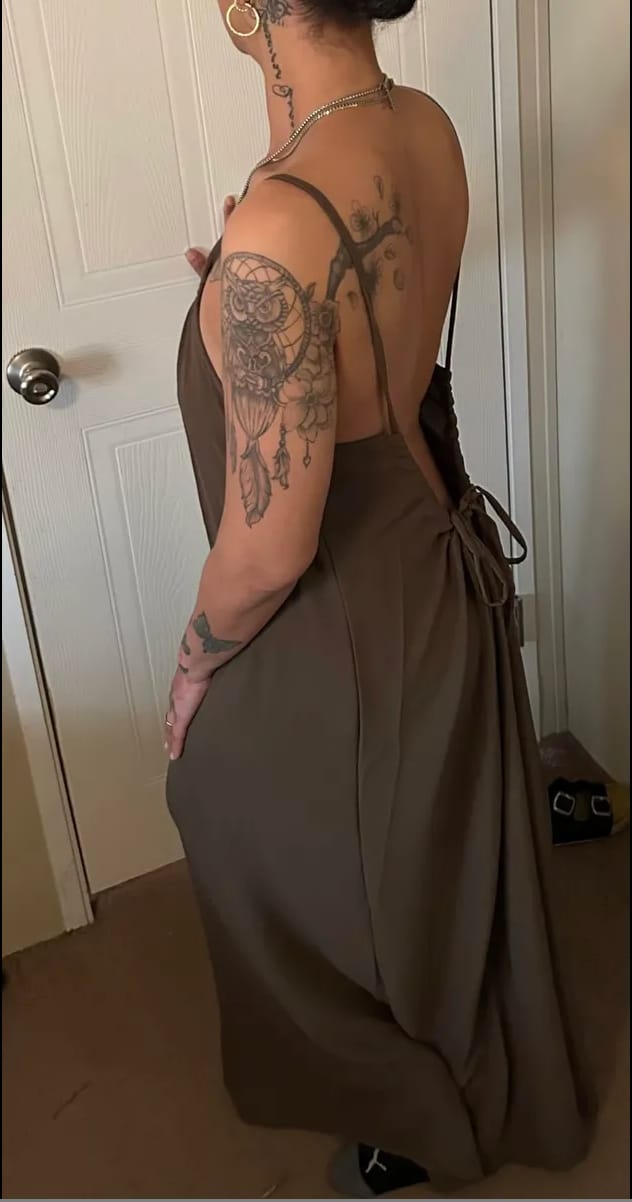 Customer photo review of Backless Maxi Dress