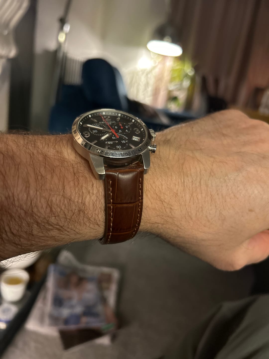 Customer photo review of Genuine Leather Calfskin Premium Watch Strap with Stainless Steel Deployant Butterfly Clasp