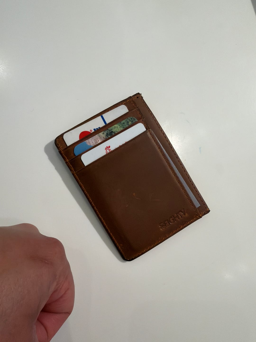 Customer photo review of 80Eighty® Cognac Leather Wallet