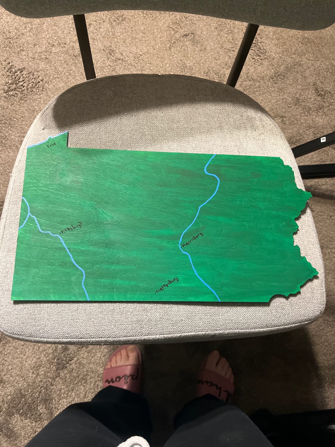 Customer photo review of Unfinished Wood Pennsylvania Shape - State - Craft - up to 46" DIY