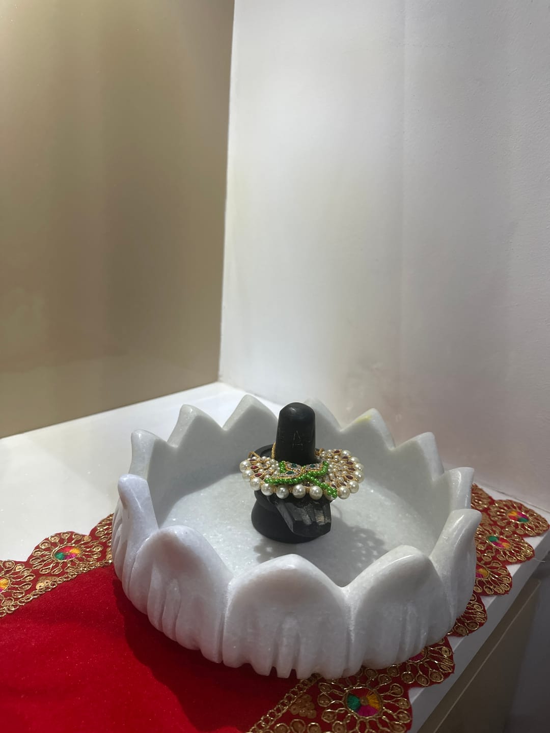 Customer photo review of The Lotus Flower Marble Urli - Hand Carved Stone Centerpiece - lehomedecor
